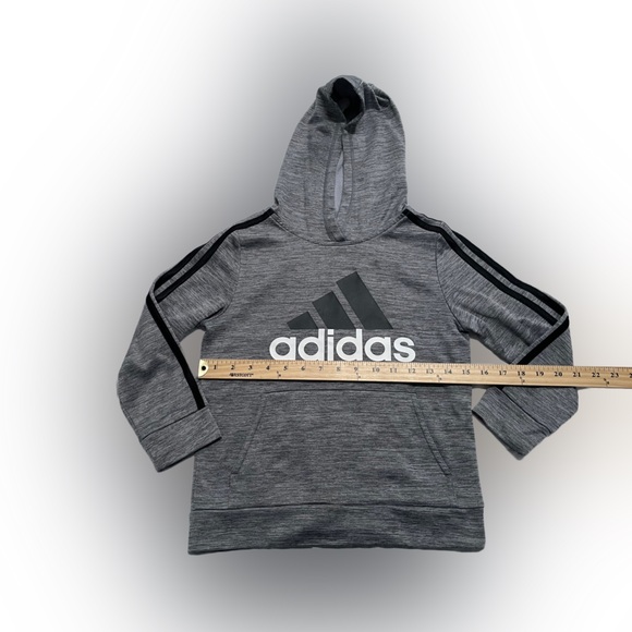 Adidas Boy’s Long Sleeve Hooded Pullover Grey Black Size:7 - Picture 4 of 5